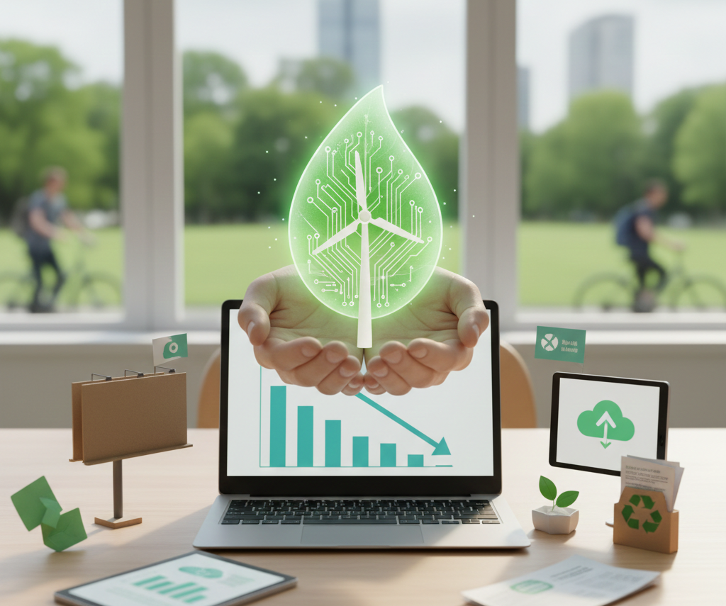 Mains locataire une feuille lumineuse avec une éolienne numérique