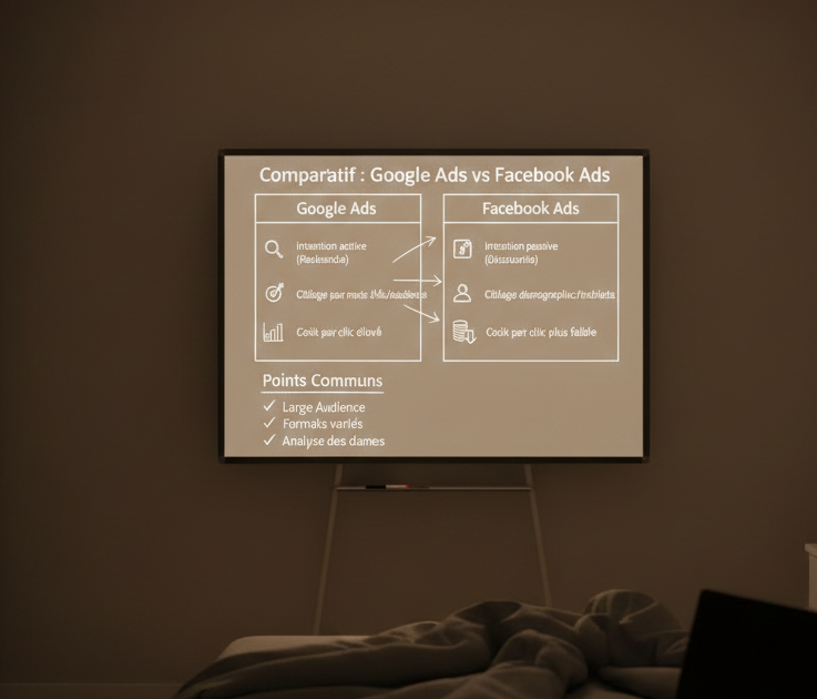 Tableau comparatif entre Google Ads et Facebook Ads