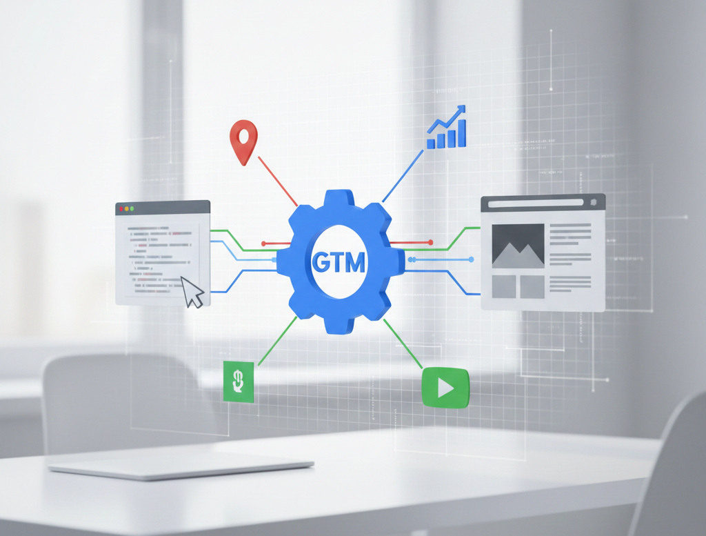 Interface GTM centralisant le suivi des conversions marketing