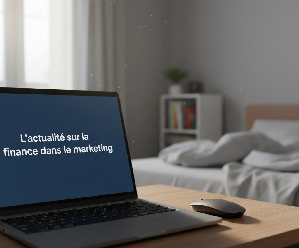 Ordinateur affichant un texte sur la finance et le marketing