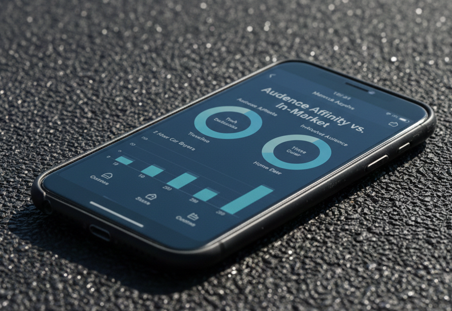 Smartphone affichant l'analyse comparative des audiences