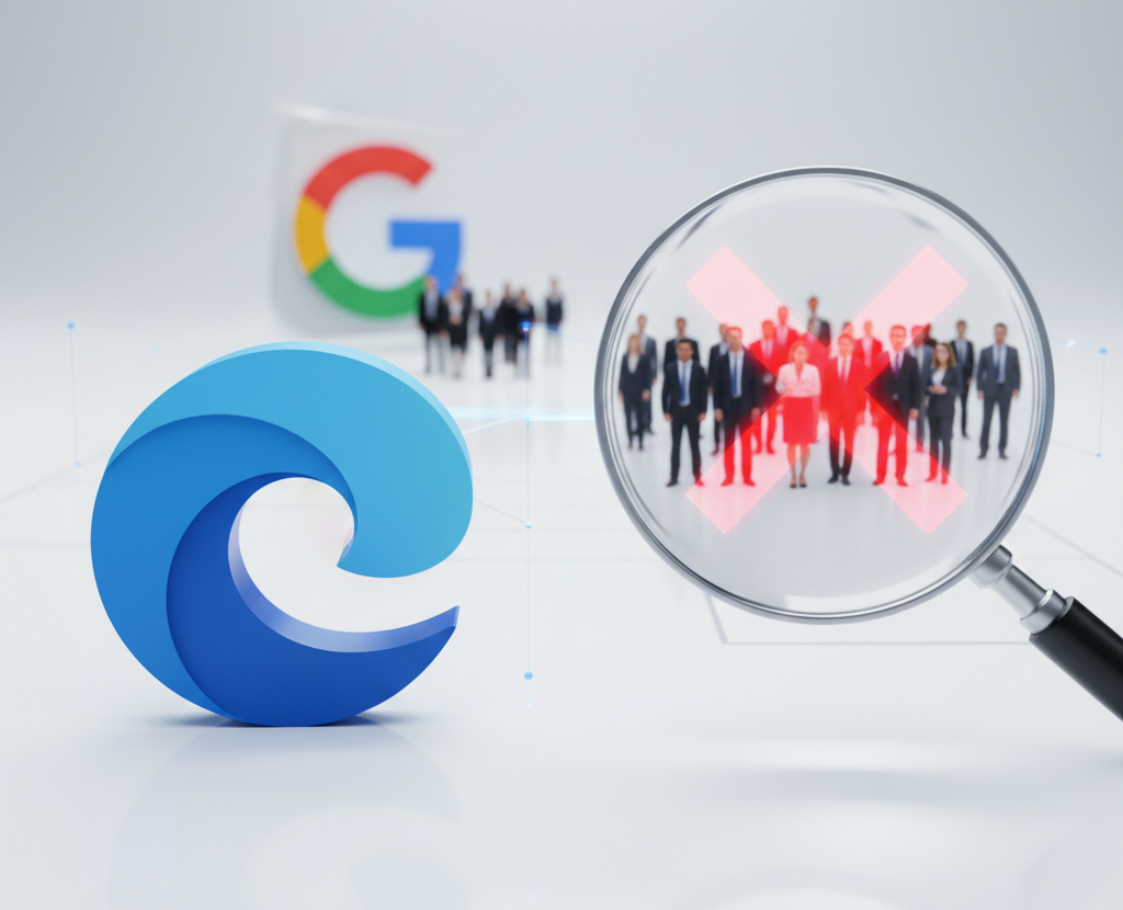 Comparaison visuelle entre les audiences Google et Microsoft Edge