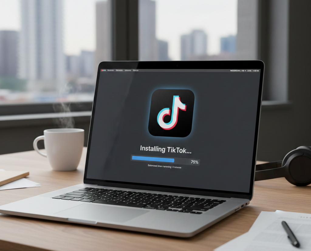 Installation de TikTok à 75 % sur un MacBook
