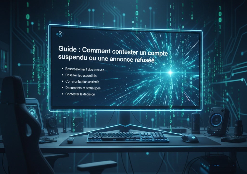 Guide numérique sur écran pour contester un compte suspendu