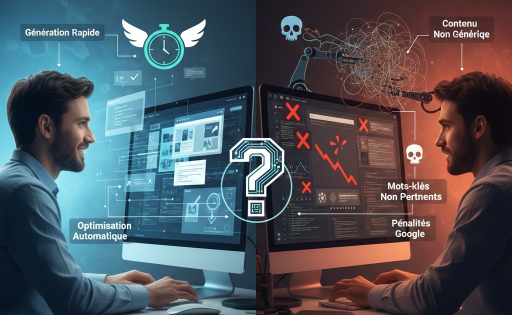 Débat sur l'IA entre gain de temps et risques SEO