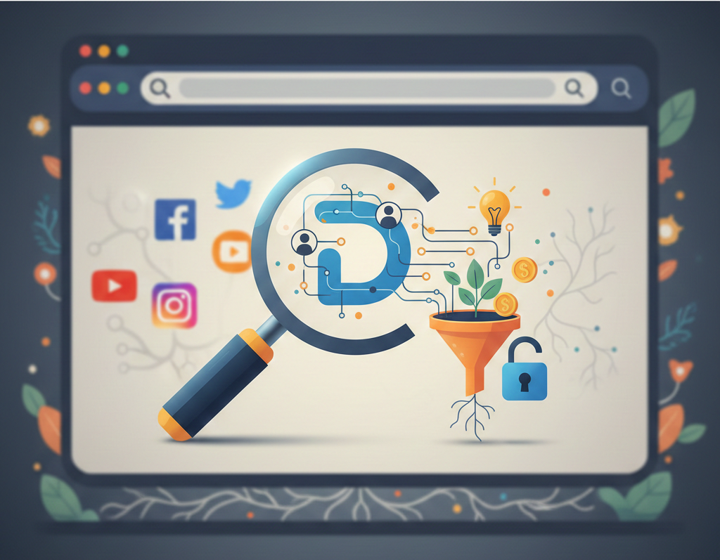 analyse de données et croissance digitale via un entonnoir.