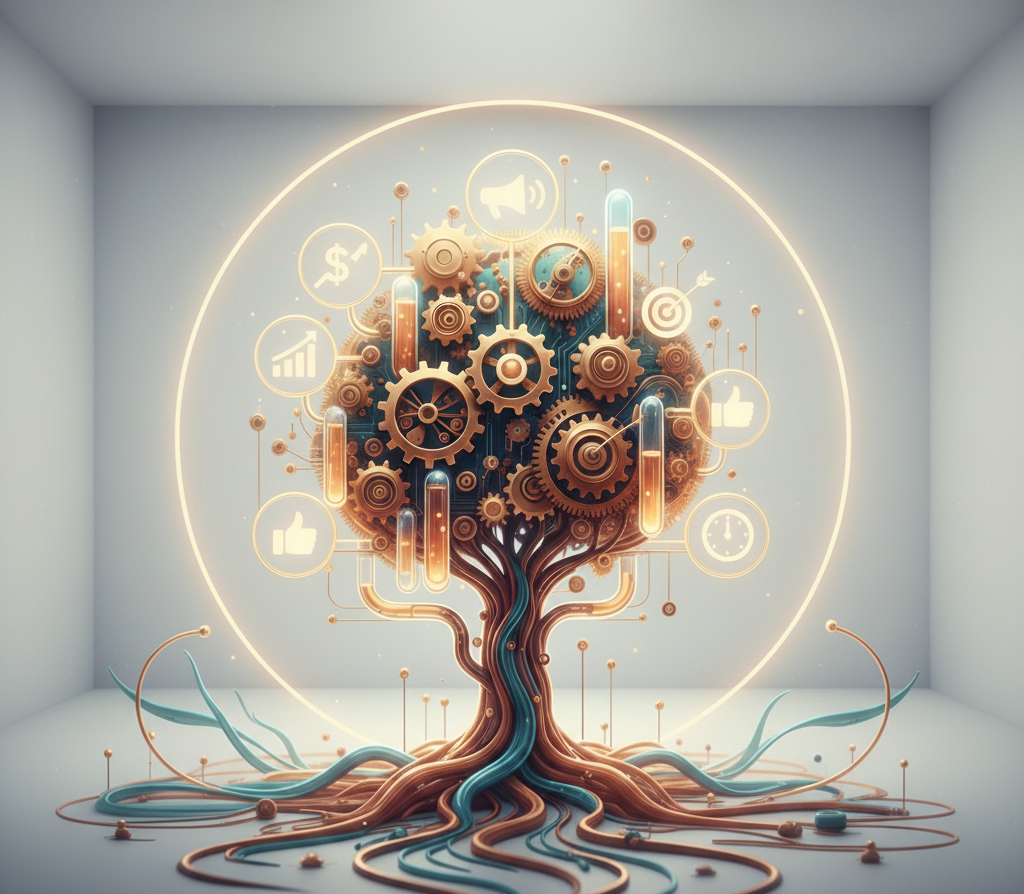 arbre technologique symbolisant la croissance organique du marketing digital.