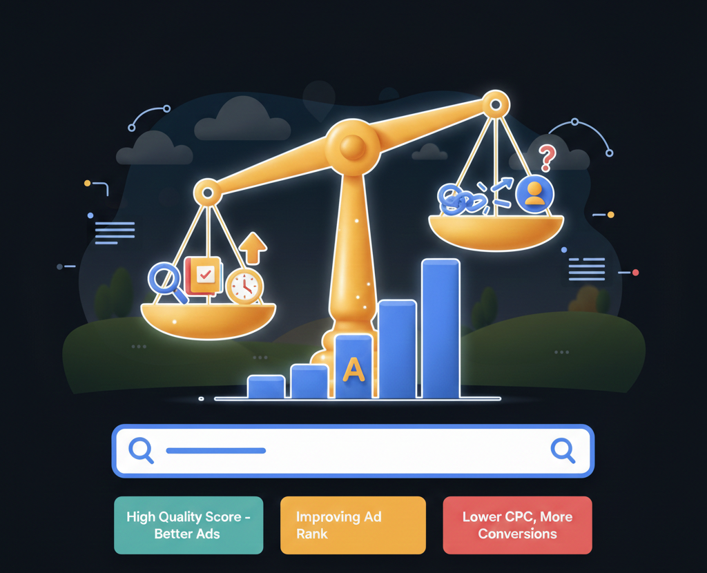 balance comparant score de qualité et performance des annonces.