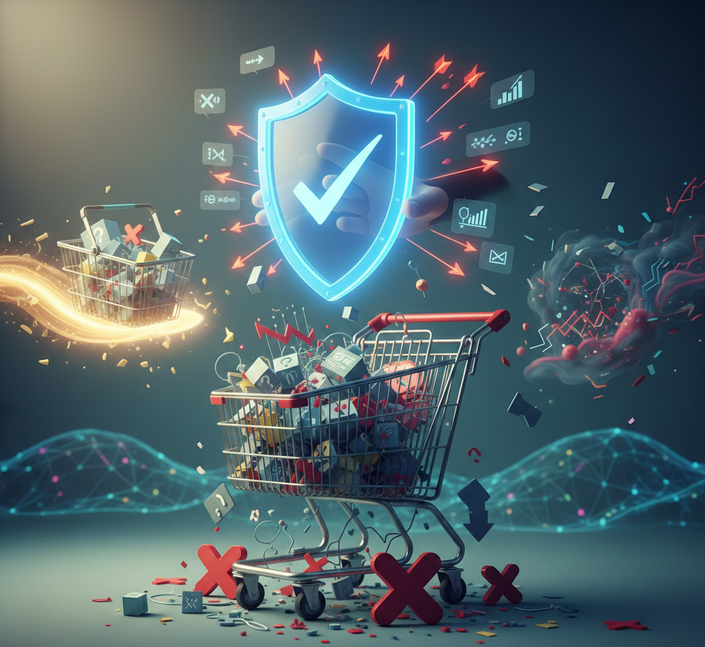 bouclier de protection validé surplombant des chariots de courses.