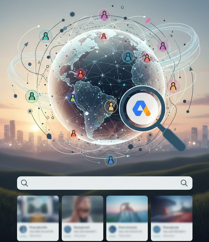 ciblage d'audience mondiale via le réseau google ads.
