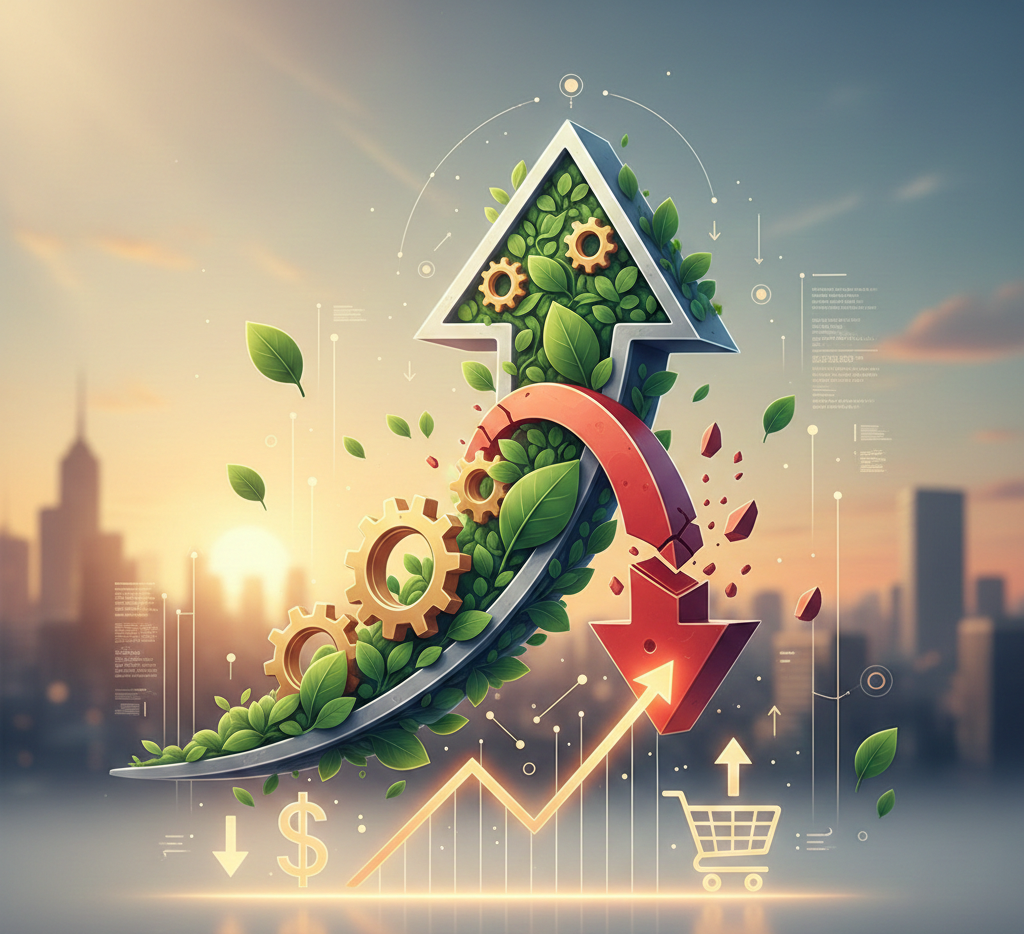 croissance financière organique surpassant les pertes et optimisant l'e commerce.