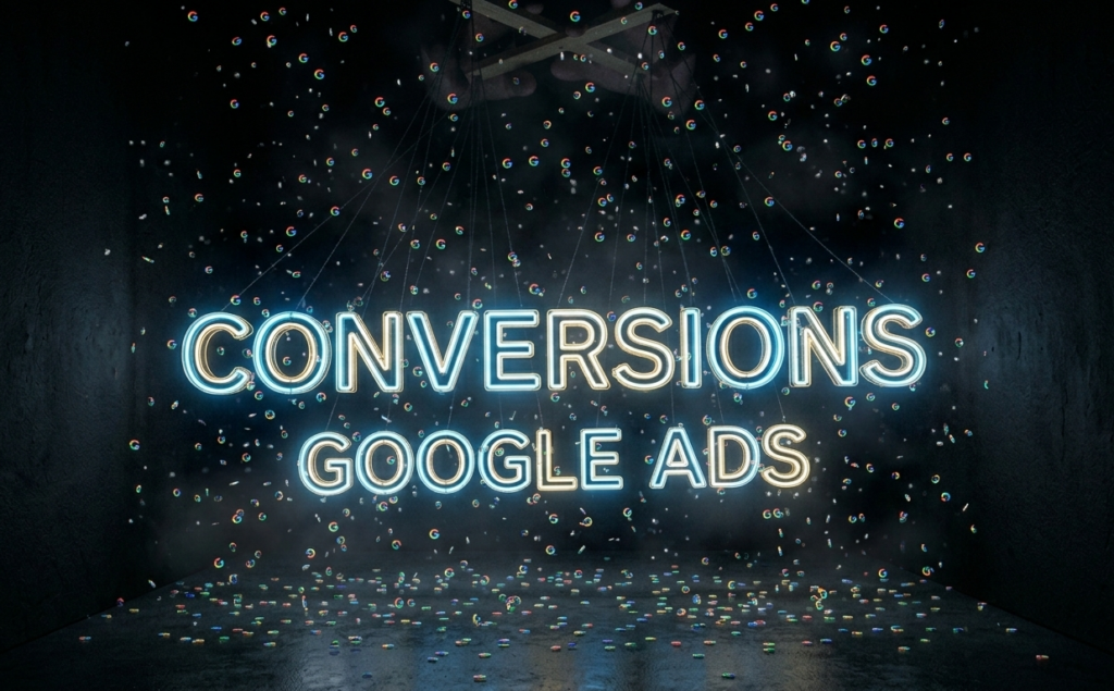 enseigne néon lumineuse affichant configurer le suivi des conversions avancées