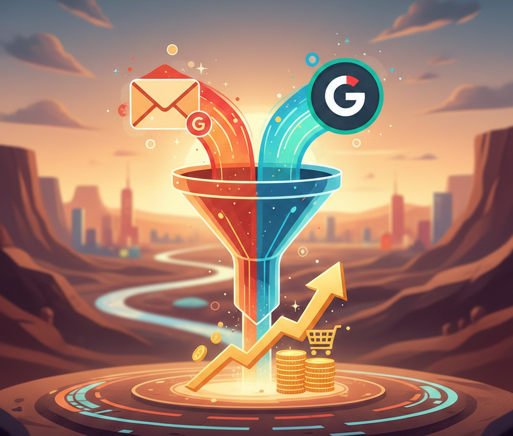 entonnoir de conversion optimisé avec google ads et gmail ads.