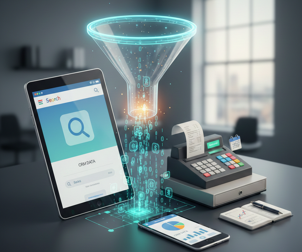 entonnoir de données crm transformant le trafic en ventes.