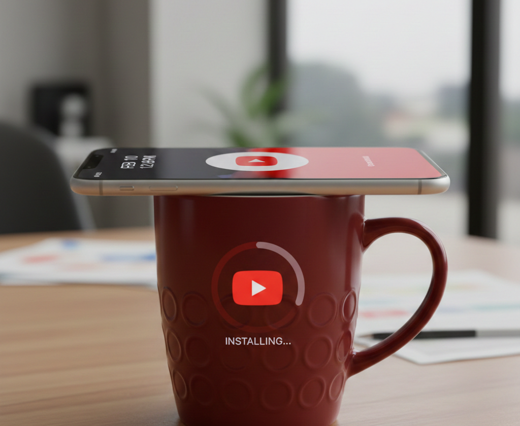 Installation de contenus numériques pour une pause café connectée.