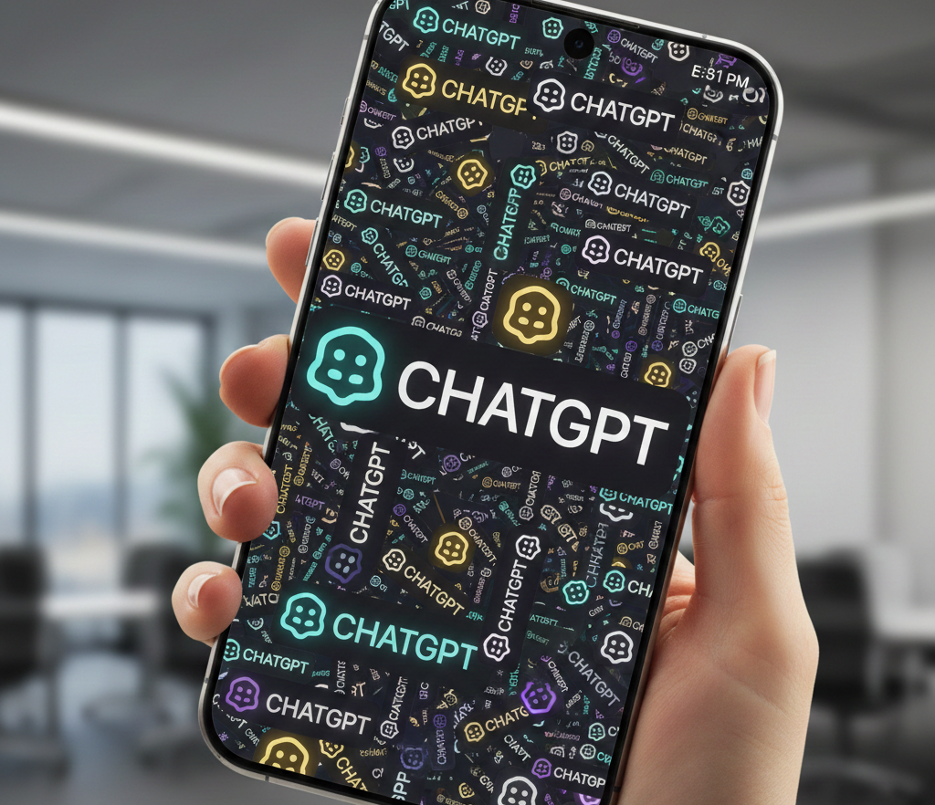 Smartphone sur table affichant le logo YouTube en cours d'installation.