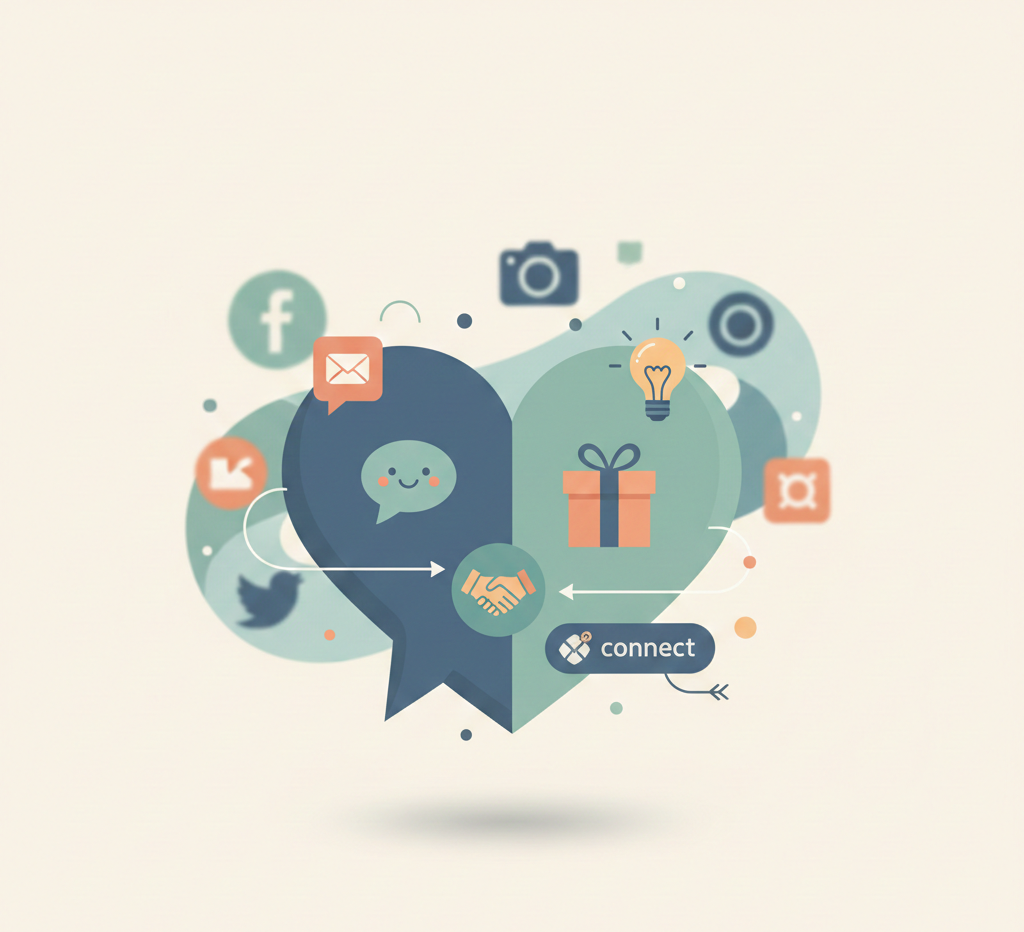 Illustration conceptuelle de réseaux sociaux et de connexion humaine.