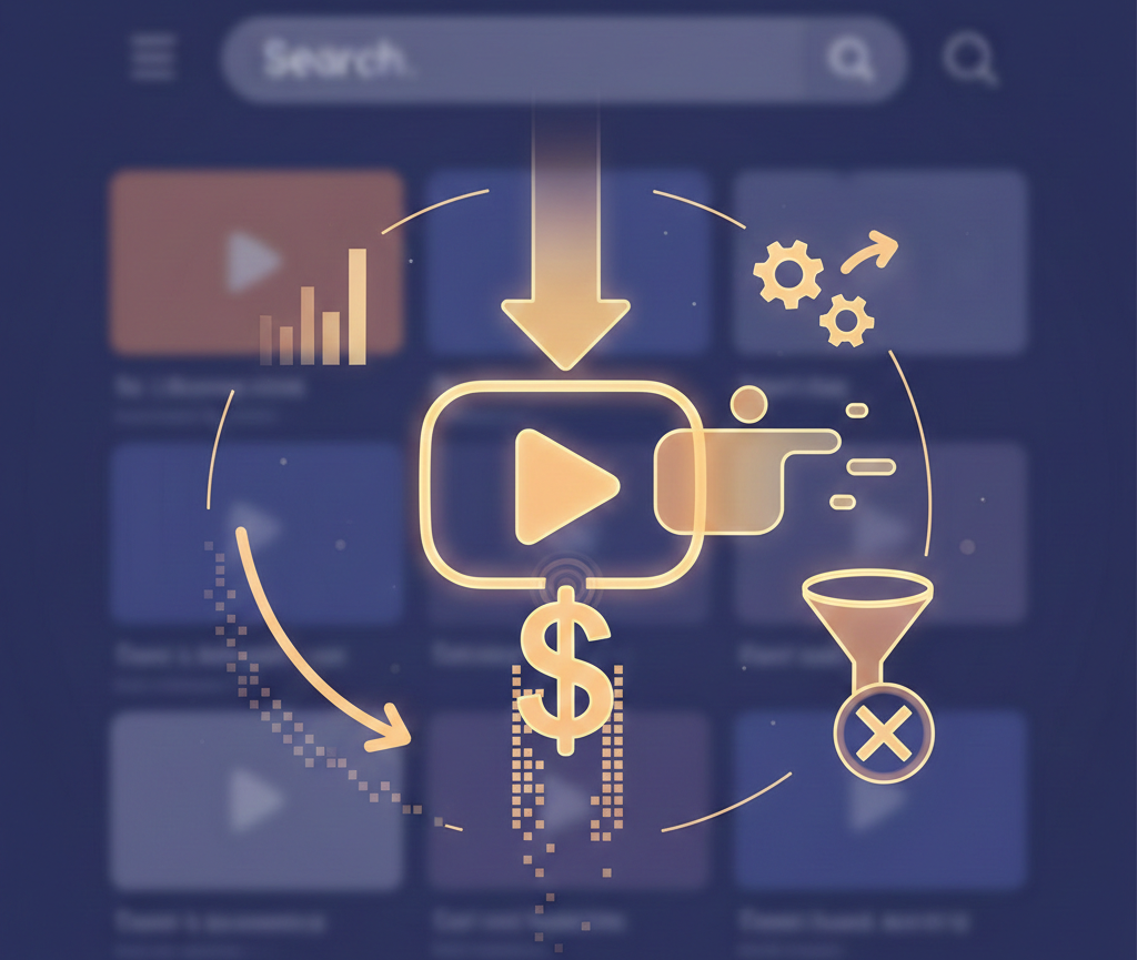 Schéma lumineux montrant le cycle monétisation d'une vidéo de recherche.