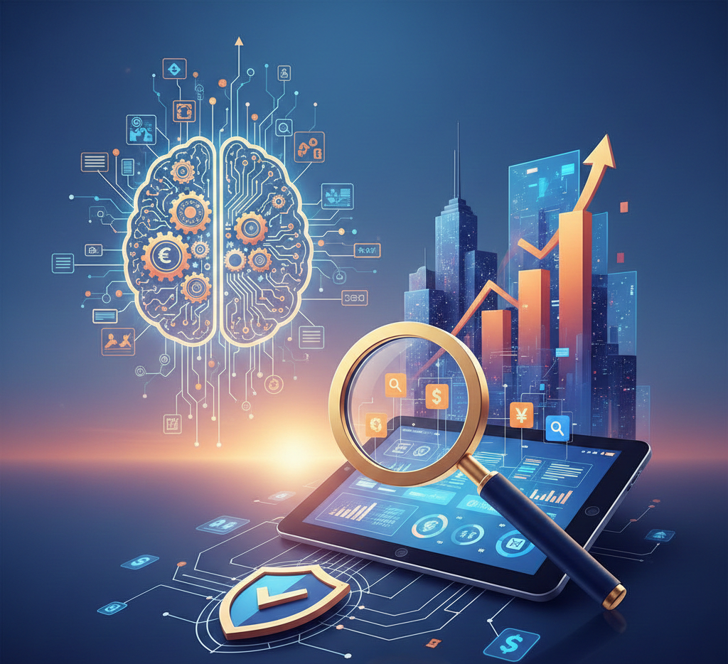 illustration de l'intelligence artificielle optimisant la croissance financière numérique.