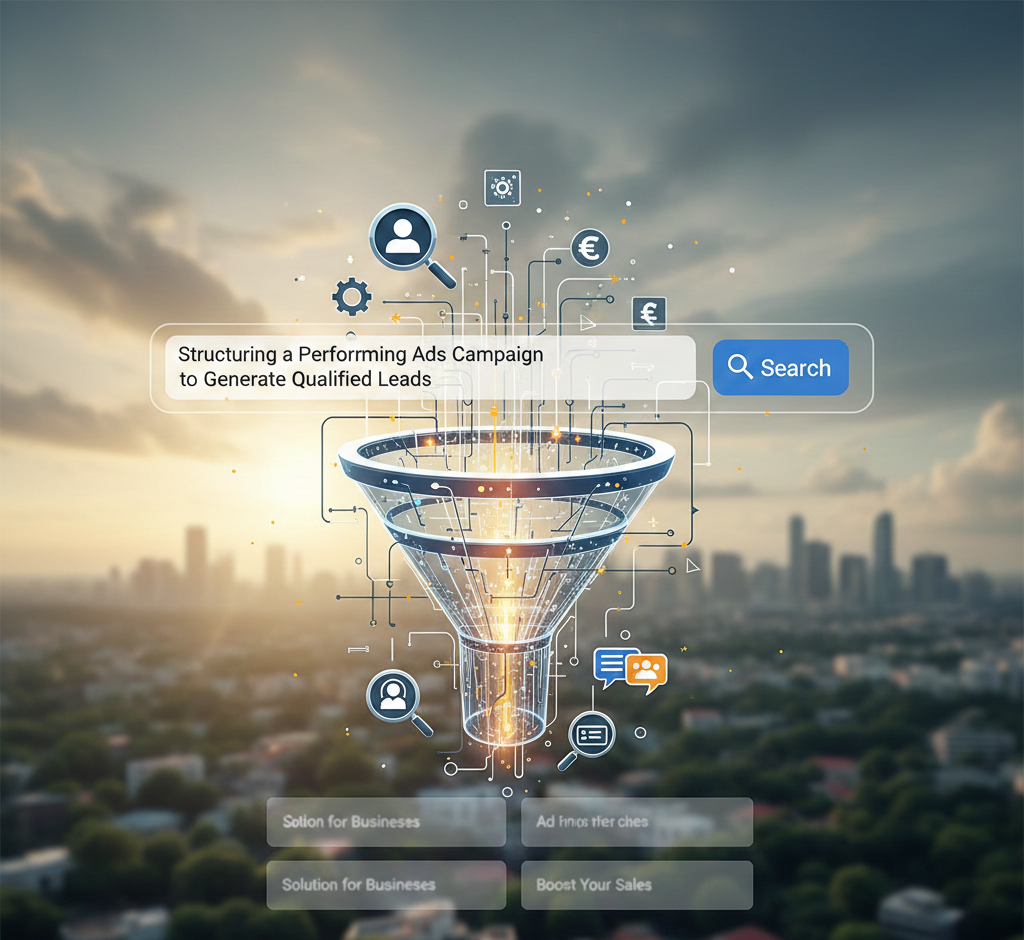 illustration d'un entonnoir de conversion digital pour campagnes publicitaires.
