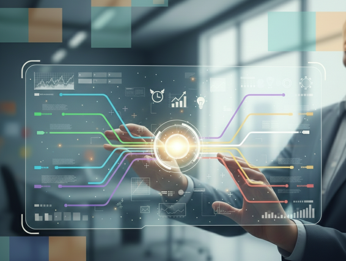 interface de contrôle futuriste pour le pilotage de campagnes google ads.