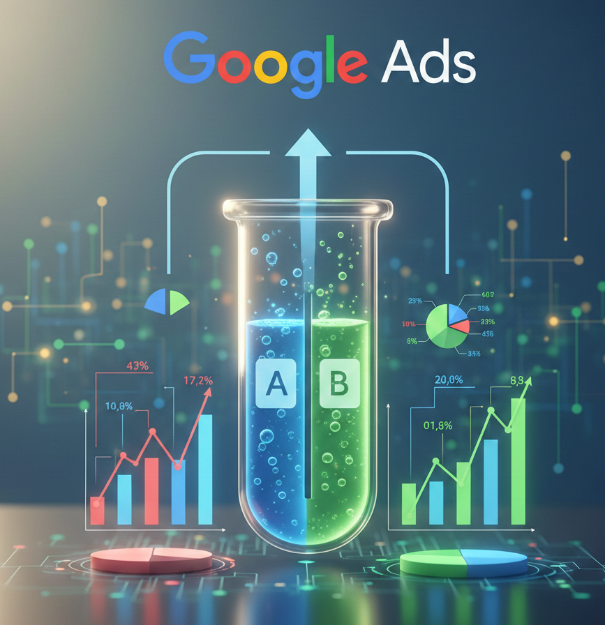 test ab google ads comparant deux variantes de performance.