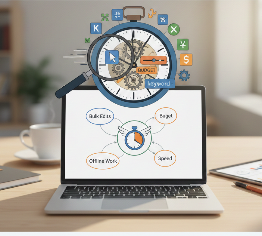 utilisation de google ads editor pour optimiser son temps.