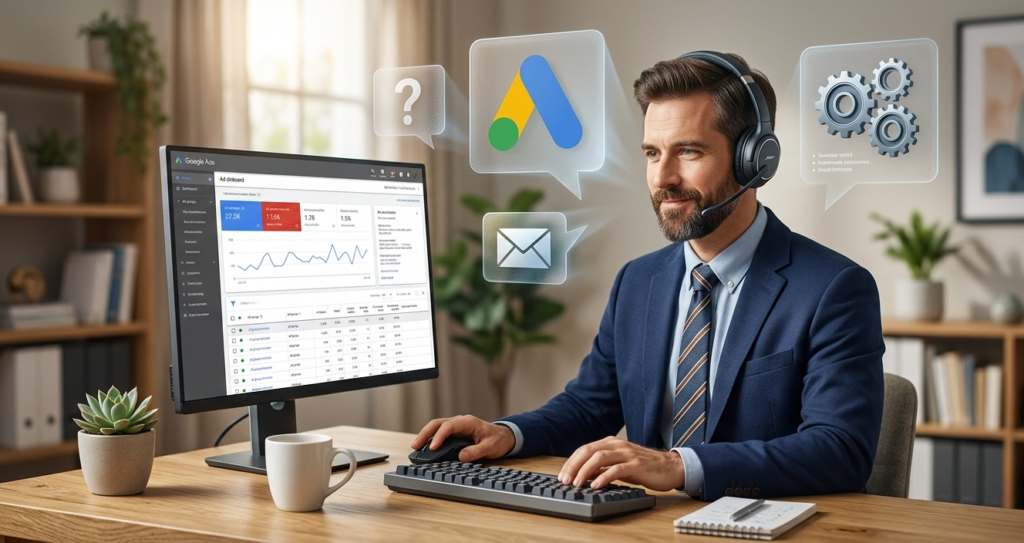 expert gérant des campagnes publicitaires sur google ads.