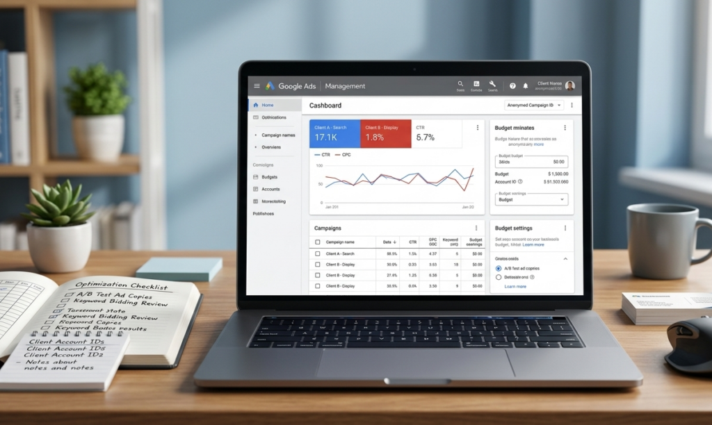 gestion de campagnes google ads sur un ordinateur.