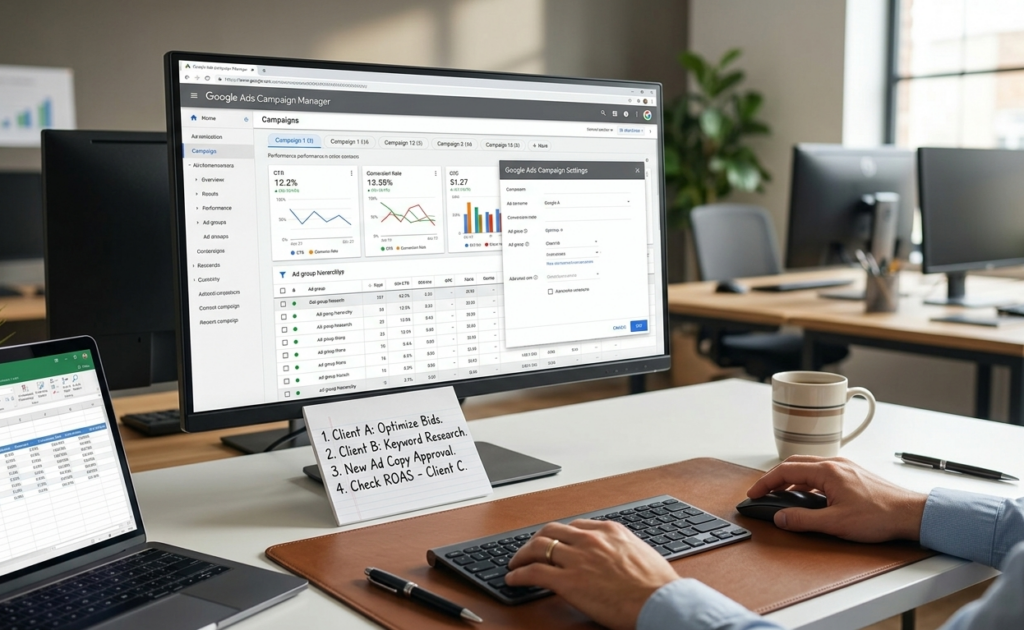 gestion de comptes et roas google ads en agence.