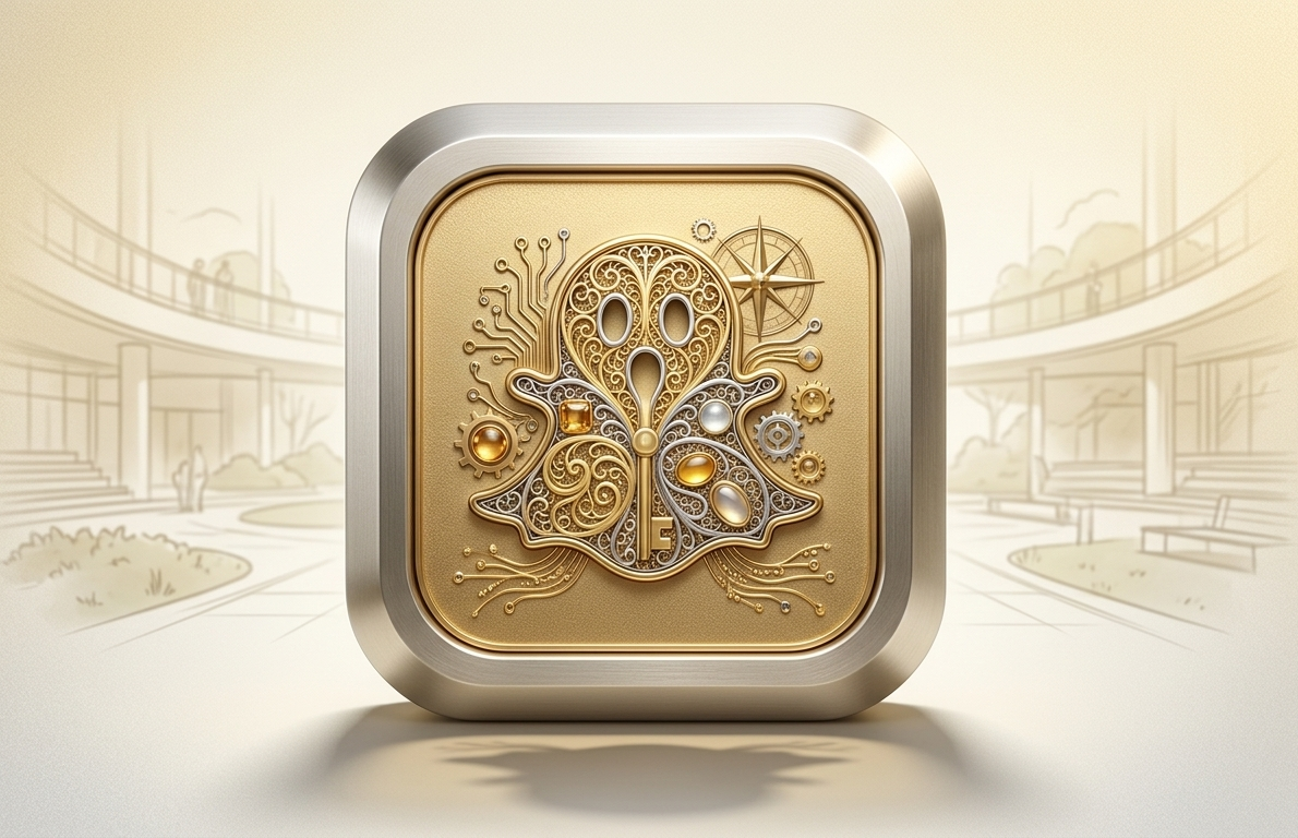 icône snapchat dorée ornementée style steampunk ultra réaliste.