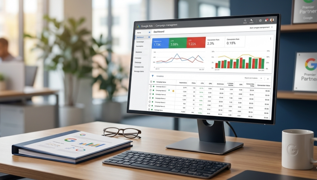 interface de gestion de campagnes google ads.