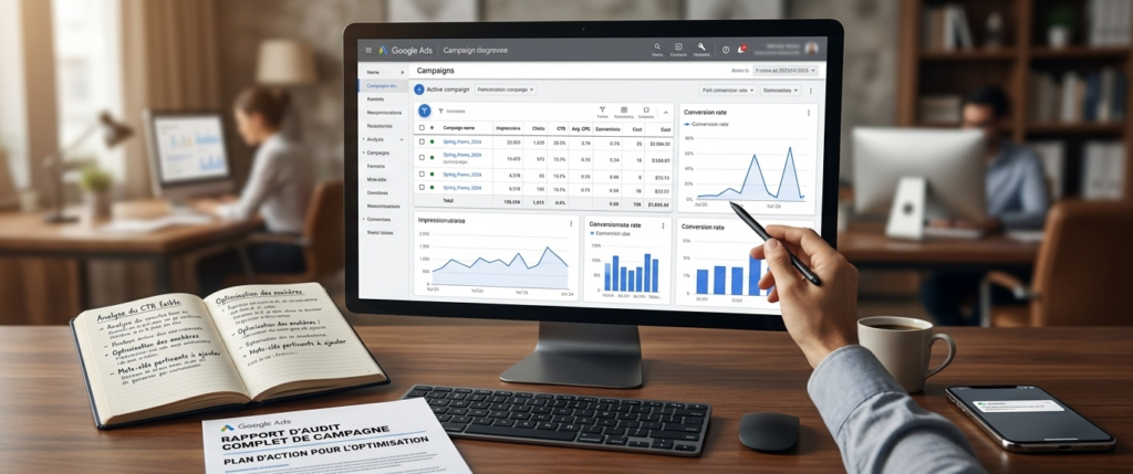 interface google ads affichée sur un écran d'ordinateur.