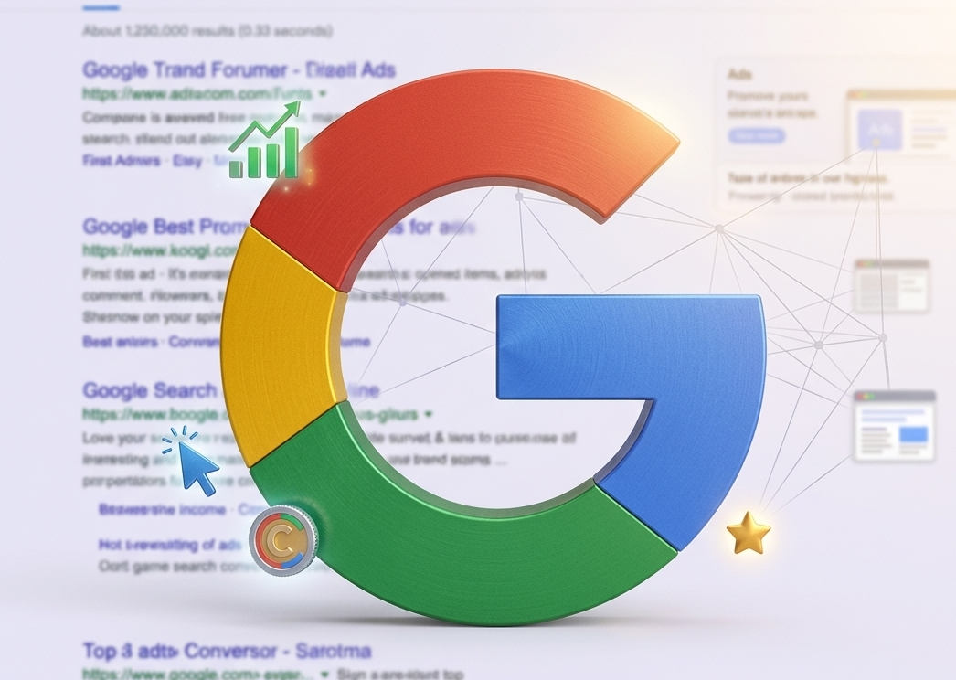 logo google 3d sur des résultats de recherche.