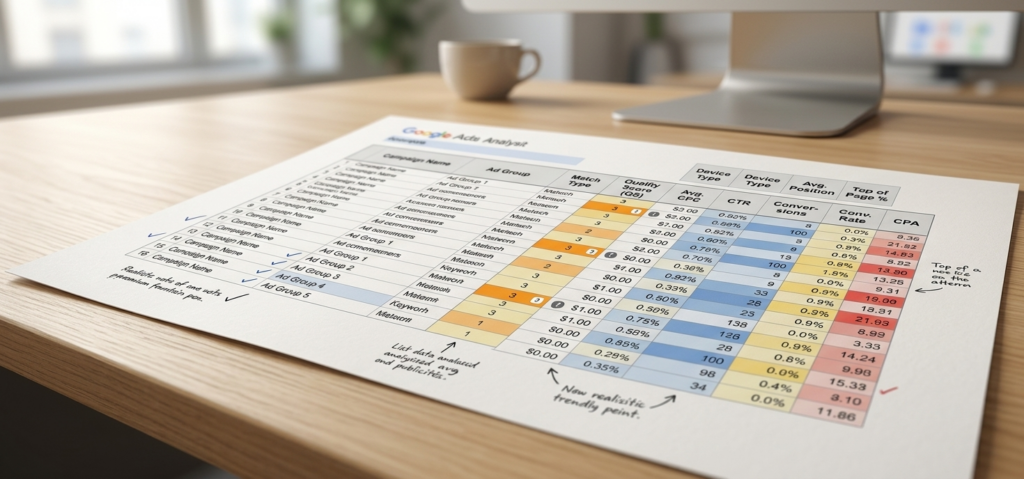 rapport d'analyse détaillé pour campagnes google ads.
