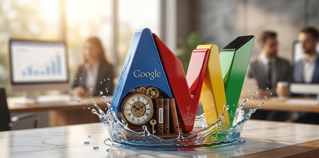 sculpture 3d google symbolisant la gestion du temps et des rapports.