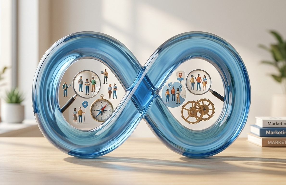 symbole de meta illustrant le parcours client et le marketing.