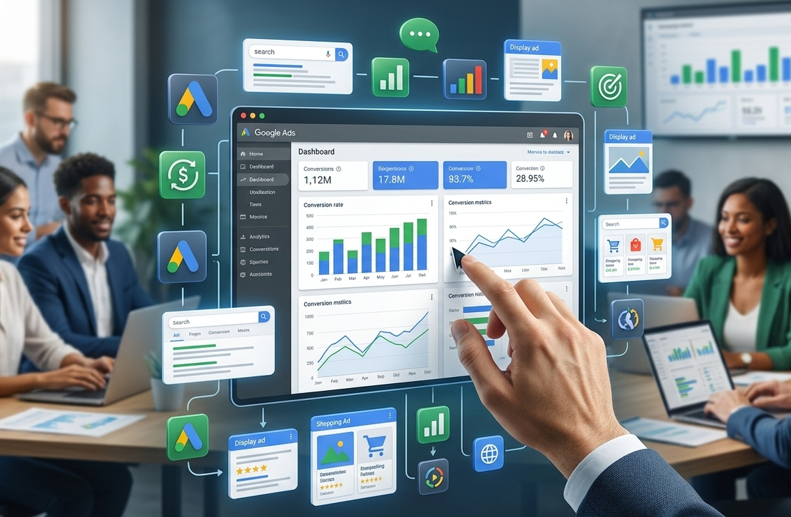 tableau de bord google ads interactif en agence.