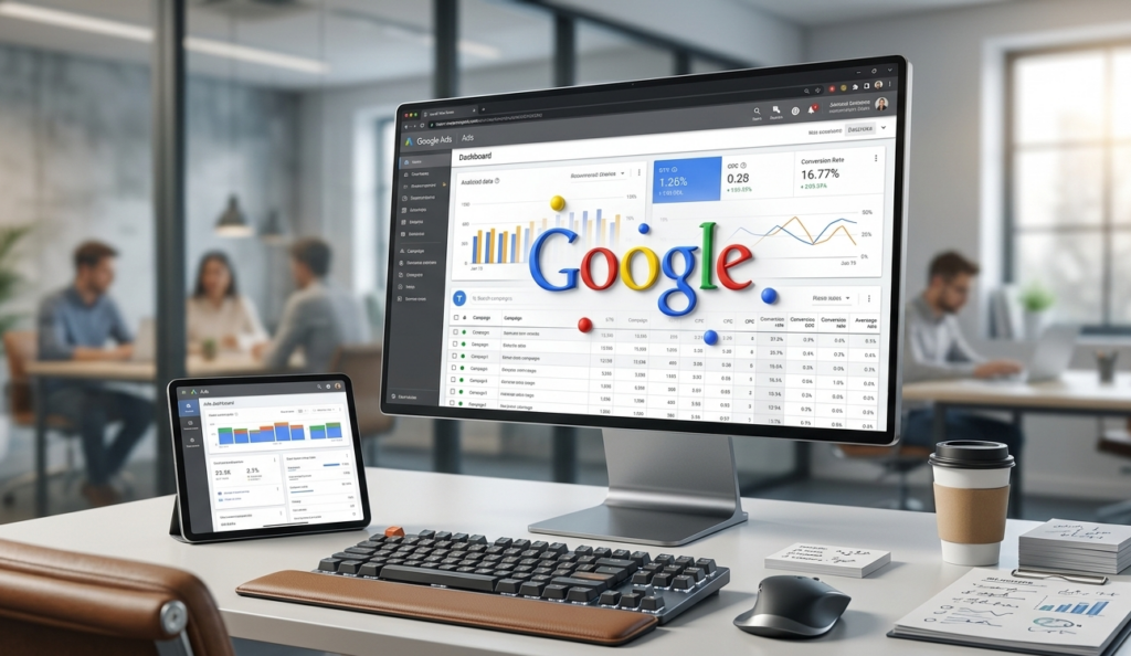 tableau de bord interactif google ads pour le suivi du taux de conversion.