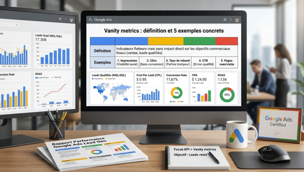 Écran affichant une analyse des vanity metrics