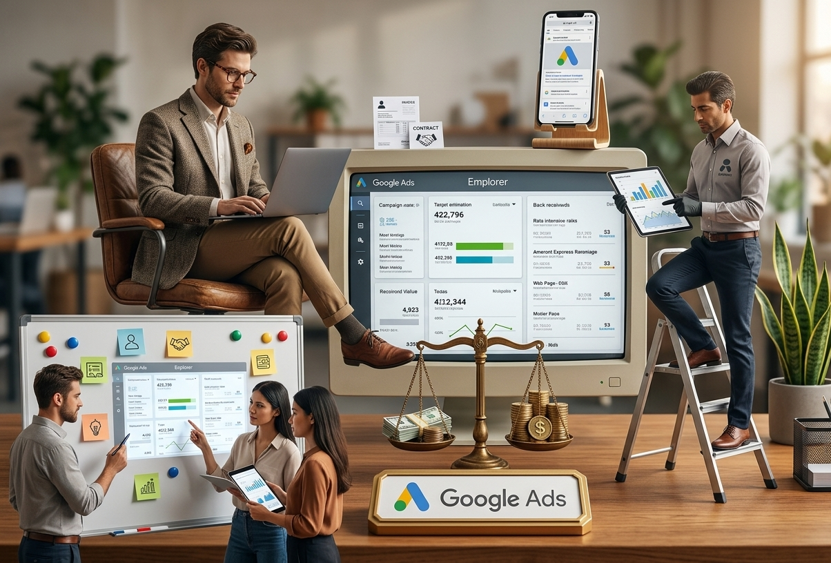 Équipe optimisant des campagnes google ads