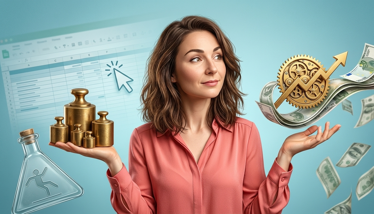 femme équilibrant tableur et croissance financière