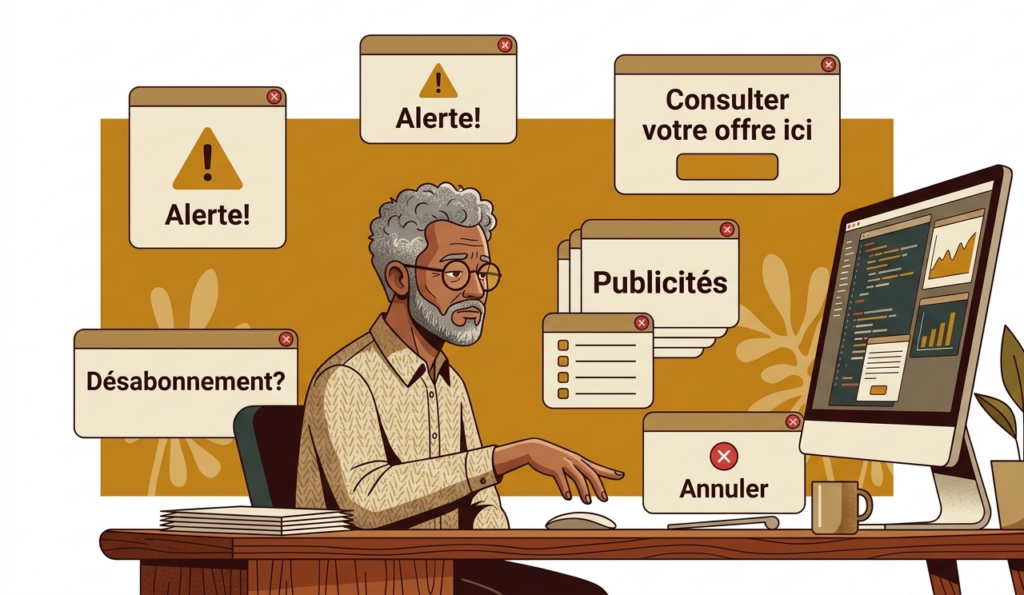 homme submergé par fenêtres intrusives