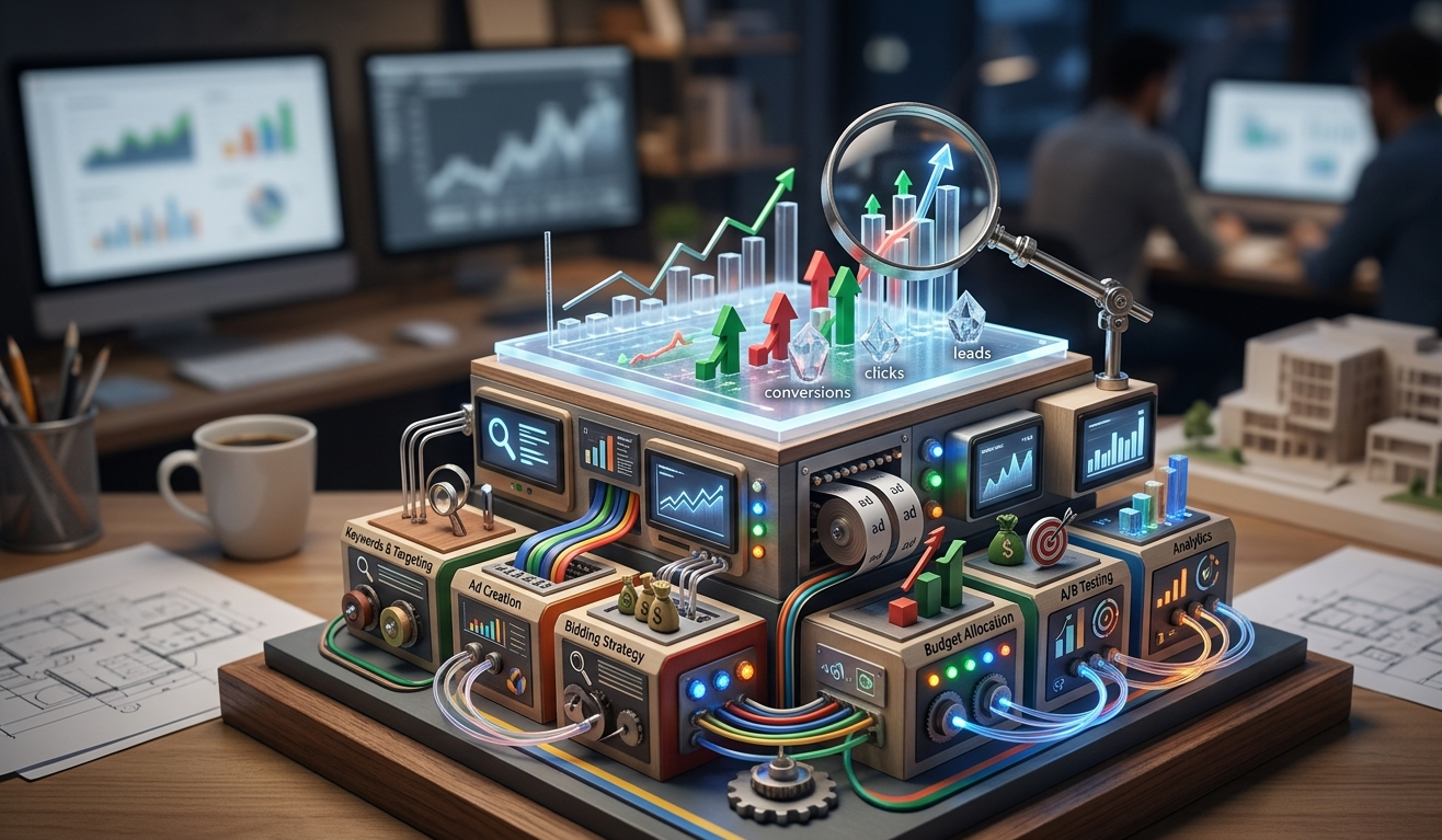 illustration machine d'optimisation marketing digitale