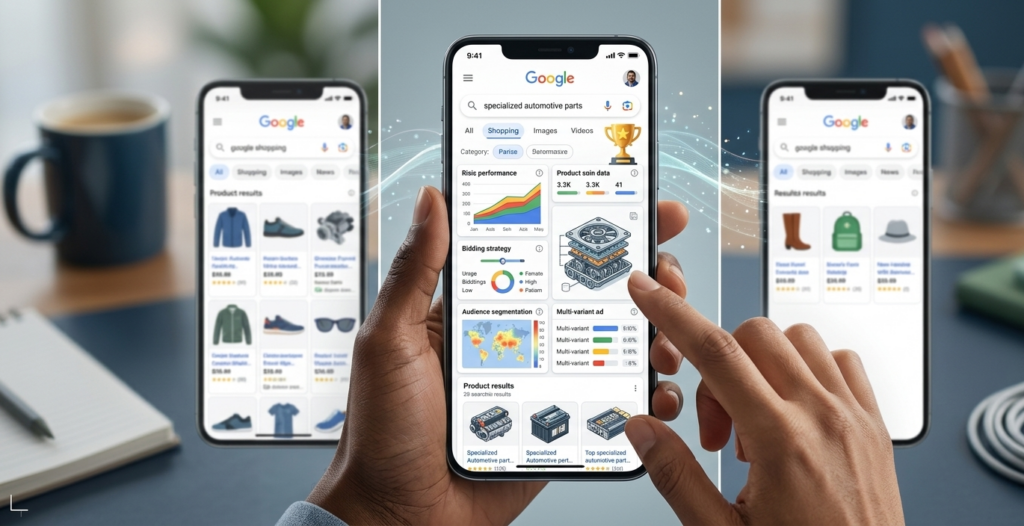 interface google shopping optimisée sur smartphones