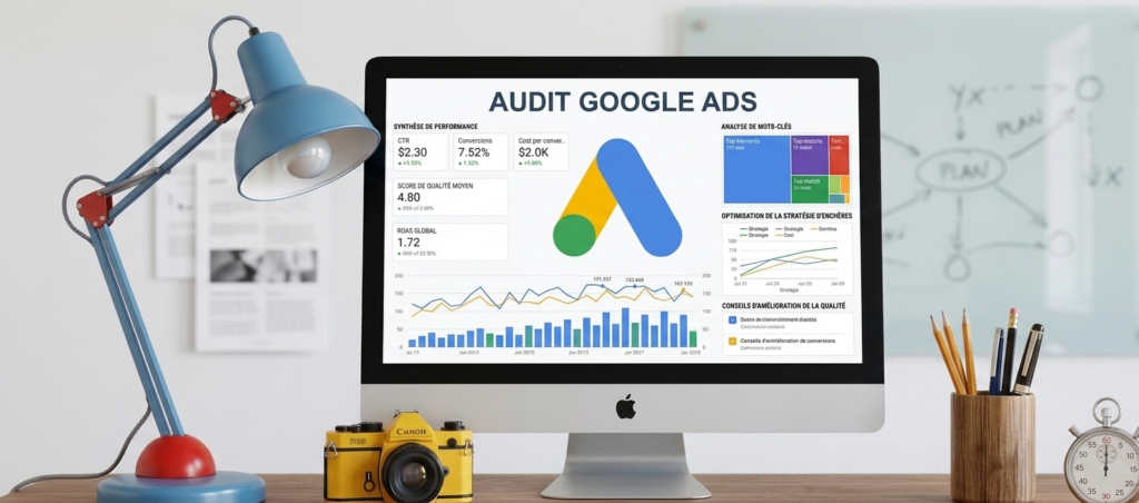 ordinateur affichant un audit google ads complet