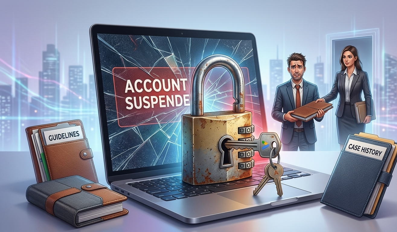 ordinateur affichant un compte suspendu