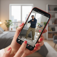 Utilisatrice visionnant une vidéo TikTok sur son smartphone