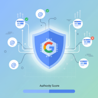 Illustration d'un score d'autorité Google avec bouclier protecteur