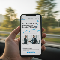 Smartphone affichant une success story B2B et un ROI élevé